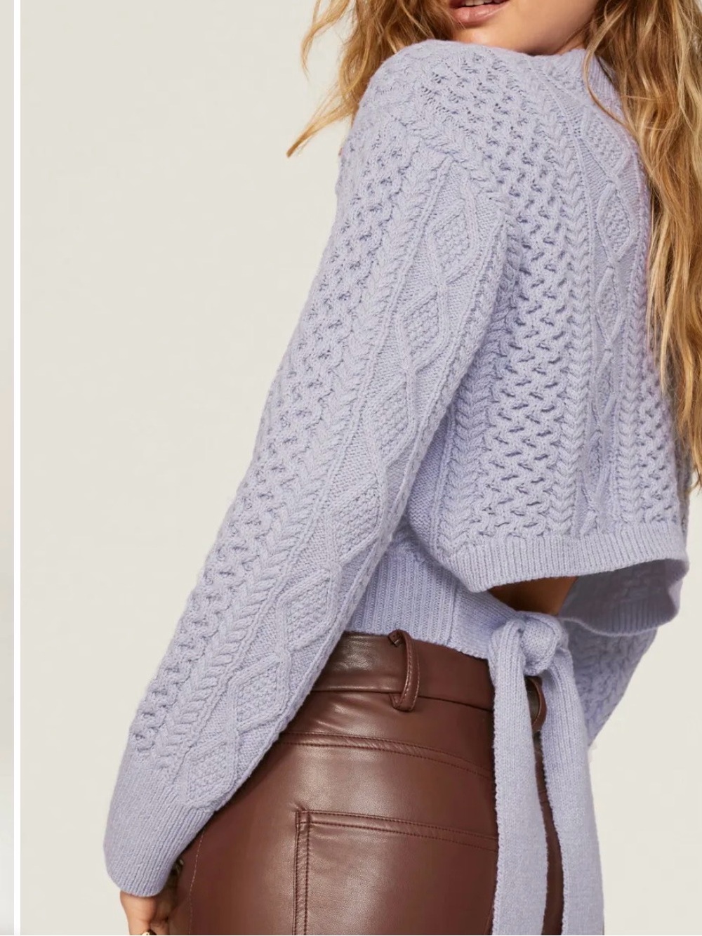 Rails Amy Lavender Cotton Blend Tie Back Long Sleeves Sweater